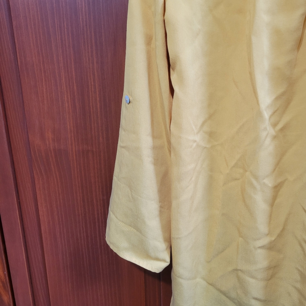Soft Surroundings Yellow Lyocell Button Up V Neck Long Sleeve Tunic | Small - Picture 7 of 10